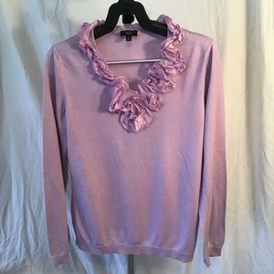 Talbots lilac silk/cotton sweater  silk flowers SP